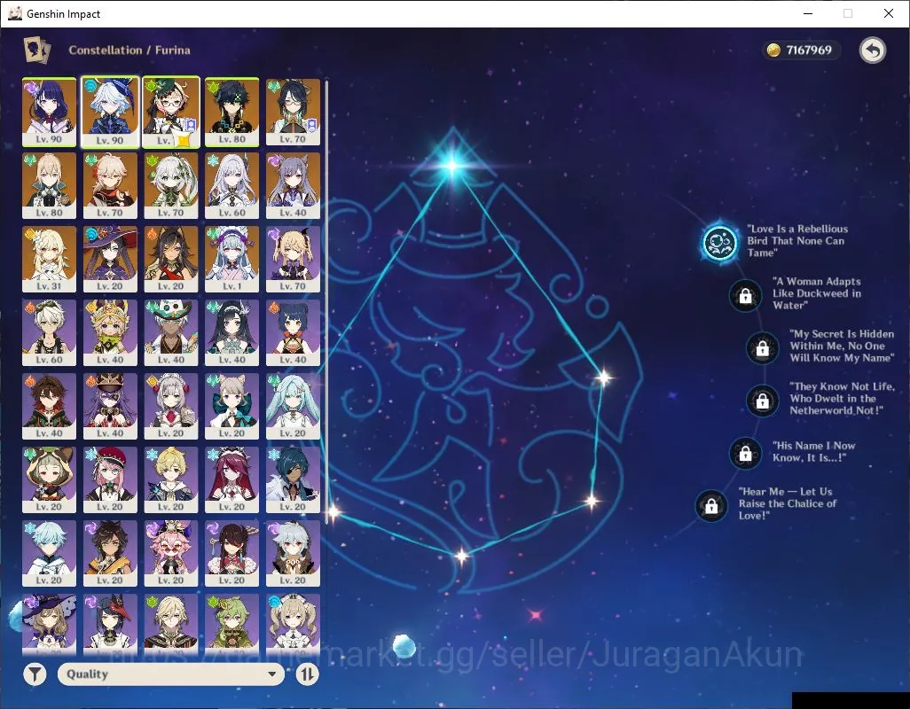 Genshin Impact Accounts Mid Game ASIA|AR 56|8 Limited + 2 [5 Star Weapon]|[(Furina 4
