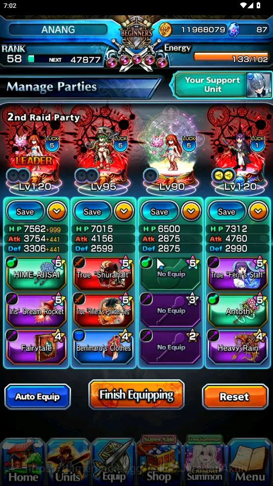 Grand Summoners Accounts Mid-Game Global|Rank 58|22 Ascend [InumutaTW,MomoTW,ShunaTW,FernTW,RivieraTW,Shadow,Etc]+Lpot 5