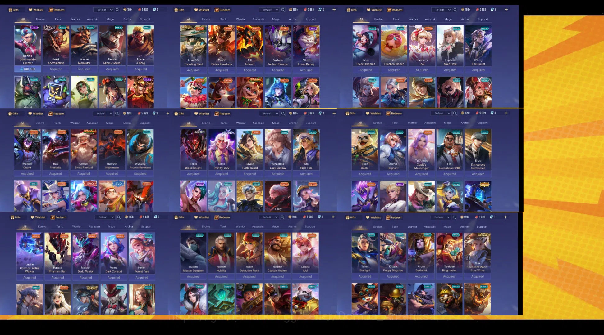 Arena of Valor (AOV) Accounts AOV GG {Hero 115 Skin 302} Luxury Limited Skins, Arcana MAXED 2