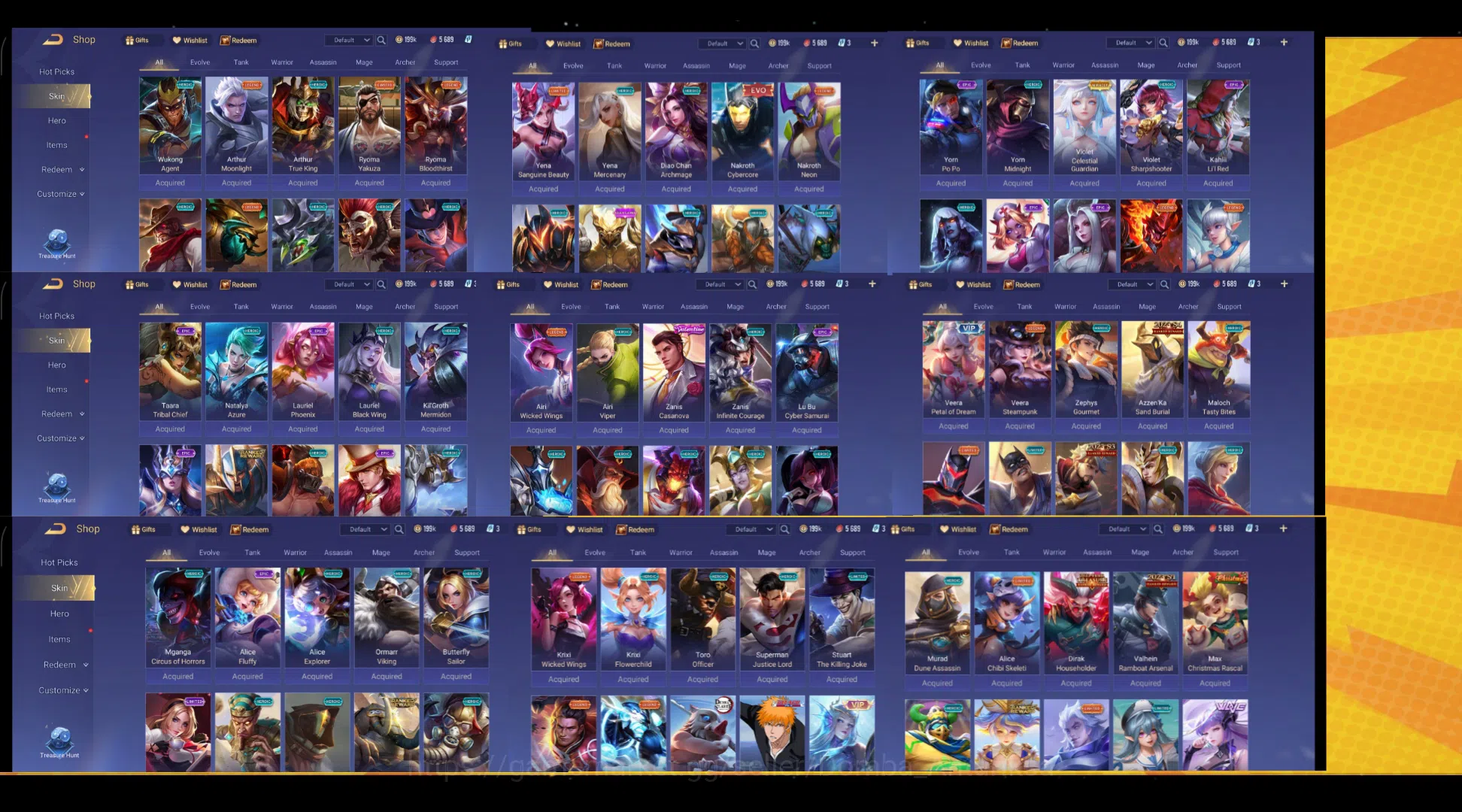 Arena of Valor (AOV) Accounts AOV GG {Hero 115 Skin 302} Luxury Limited Skins, Arcana MAXED 3
