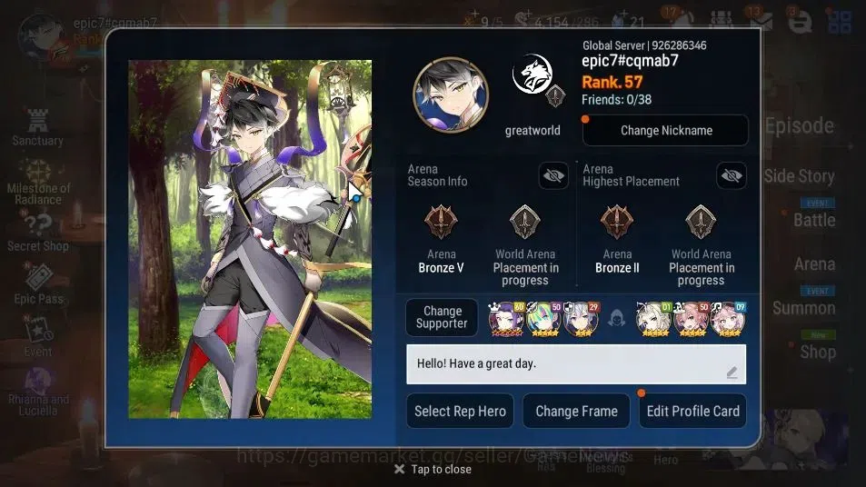 Epic Seven Accounts GLOBAL UnVerif|New Era|6 ML(ZIO,LC Bellona,NM Luna image 2