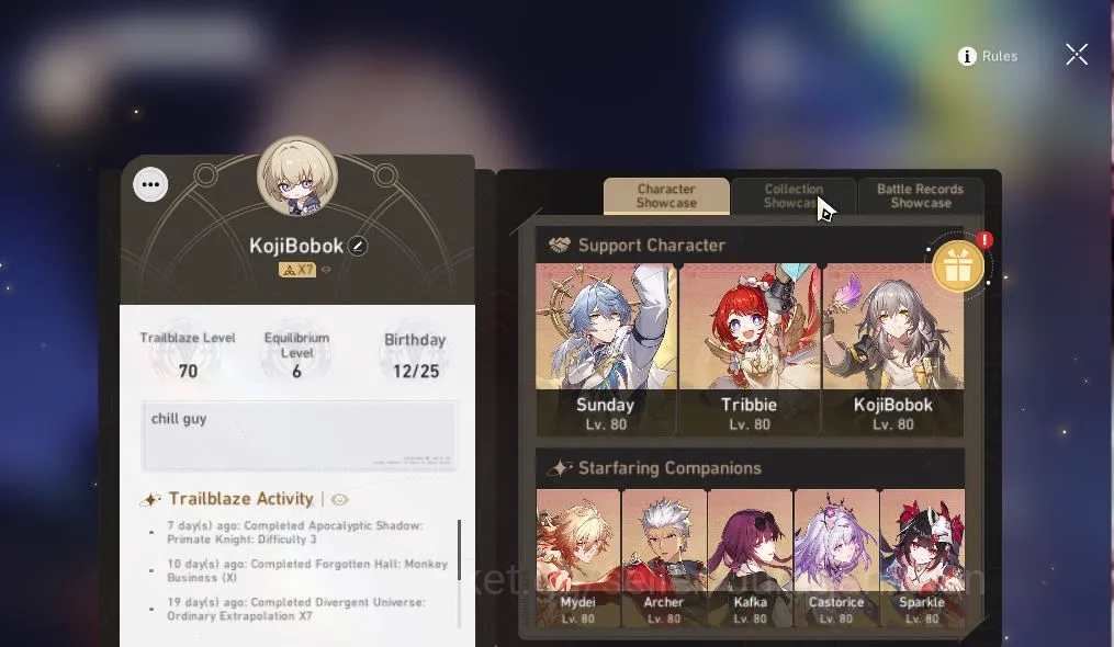 Honkai Star Rail Accounts Mid Game ASIA|TL 70|13 Limit|[Castorice,Tribbie E1,Sunday,Archer]+Sign,Kafka E1,The 2