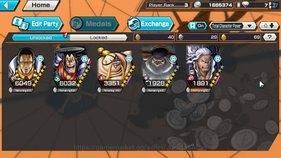 One Piece Bounty Rush Accounts Global| 3 META EX|Murakumo Sword Kizaru Borsalino, image 3