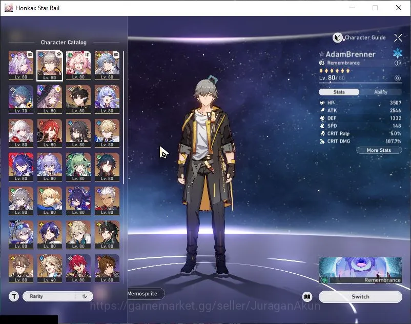 Honkai Star Rail Accounts Mid Game Asia|TL 70|15 Limited|(Castorice,Hyacine,Acheron,Aventurine)+Sign [Sunday Etc]| MC Male 2