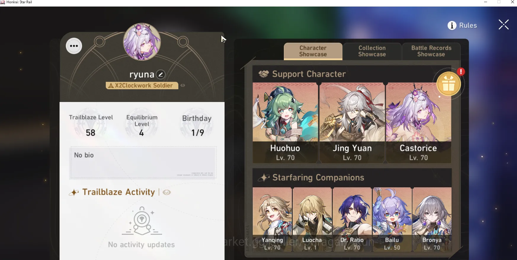 Honkai Star Rail Accounts Mid Game Asia [TL58] 4 Limited (Castorice,DrRatio,HuoHuo,JingYuan,Luocha and ETC)|Take Email|CHECK 2
