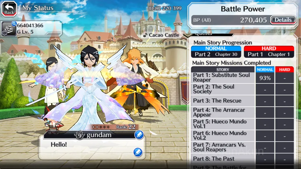 Bleach: Brave Souls Accounts Mid-Tier GLOBAL 10K ORB|5 Char 5/5(Rukia10TH,Gremmy9TH,Ichigo9TH,Chat) Lv200 up|Fresh Story|CE