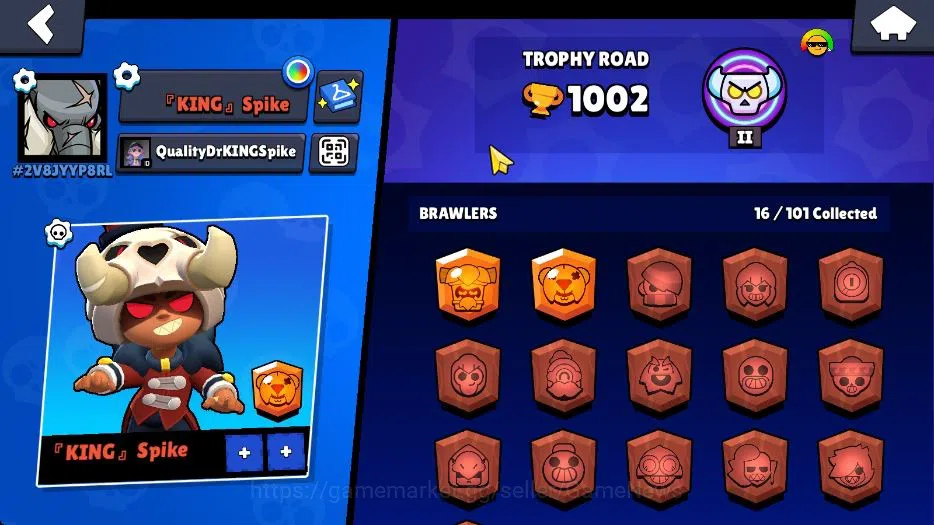 Brawl Stars Accounts 1002 Trophy|10K Bling|16 Brawlers 3 Max Lvl|1 Legend Skins [Tusked Nita] 3 Epic Skins [Doctor Edgar]|CN 2