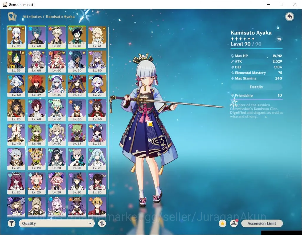 Genshin Impact Accounts Mid Game ASIA | AR 55 | 3 Limited+ 3 [5 Star Weapon]| Furina,Ayaka,Venti | MC Female |Take 4