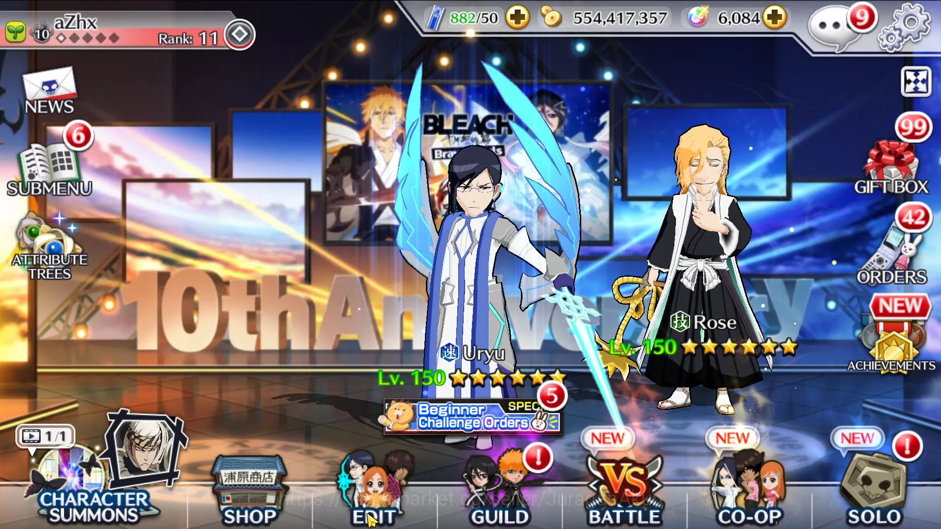 Bleach: Brave Souls Accounts Mid-Tier [GLOBAL]6k Orbs+6 Char 5/5(Uruyu,Renji,Robert,Ichigo,Byakuya,Bambietta)|Full lvl 5