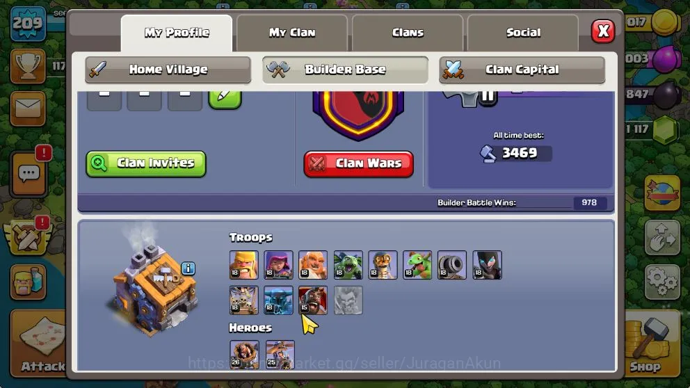 Clash of Clans Accounts High-End TH 15 - BH 9|LV 209|TROPHY 1171|HH 9|BK 80,AQ 87,GW 56,MP 60,RC 30|CN OFF|Protect Off |TAKE 5