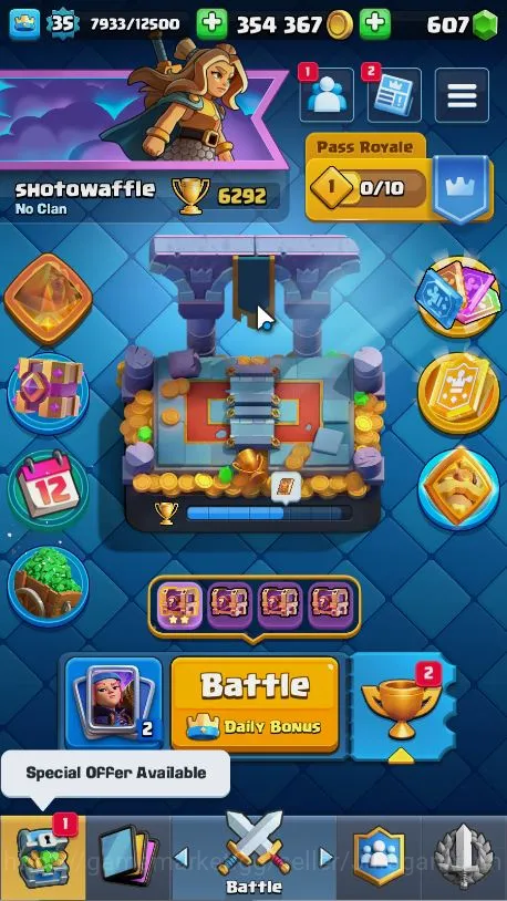Lvl 35|Trophy 6292|Limited Skin|KTL 12|Card 117|5 EVO,4 Champion,21 Legend,31 Epic,30 Rare,29 Common|Gems 607|TakeEmail(CR842) Clash Royale Midgame Lvl 35|Trophy 6292|Limited Skin|KTL 12|Card 117|5 image 1