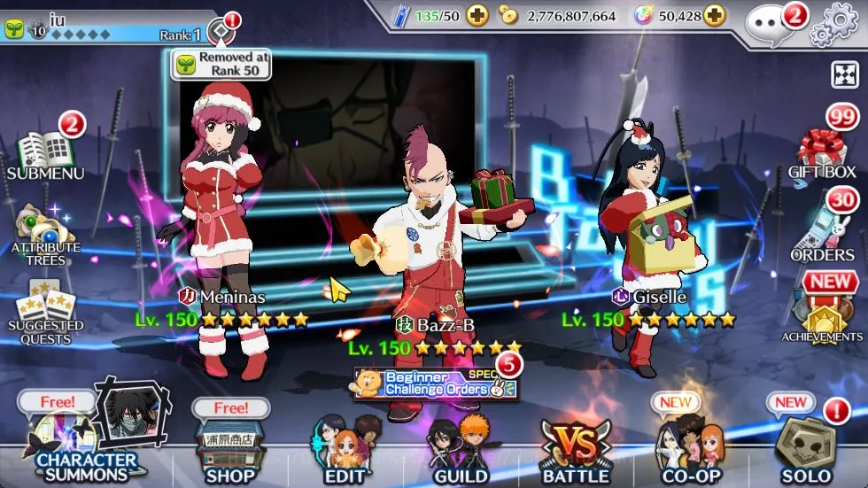Bleach: Brave Souls Accounts Mid-Tier GBL|50K Orbs+Senkaimon Quest|Ichigo 10th Anniv,Santa
