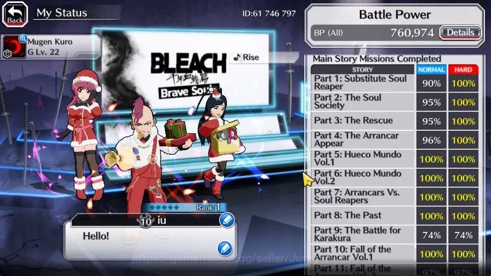Bleach: Brave Souls Accounts Mid-Tier GBL|50K Orbs+Senkaimon Quest|Ichigo 10th Anniv,Santa 2