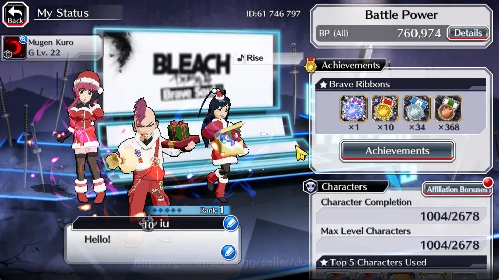 Bleach: Brave Souls Accounts Mid-Tier GBL|50K Orbs+Senkaimon Quest|Ichigo 10th Anniv,Santa 3