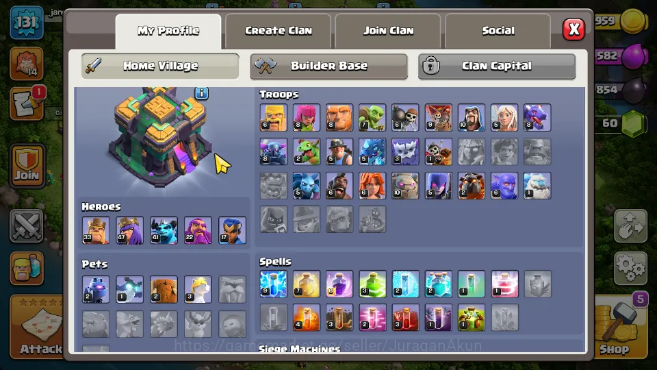 Clash of Clans Accounts Mid-Tier TH 14 - BH 9|Limited Skin|LV 131|HH 8|BK 33,AQ 47,GW 22,MP 41,RC 17|Gems 60|CN 3