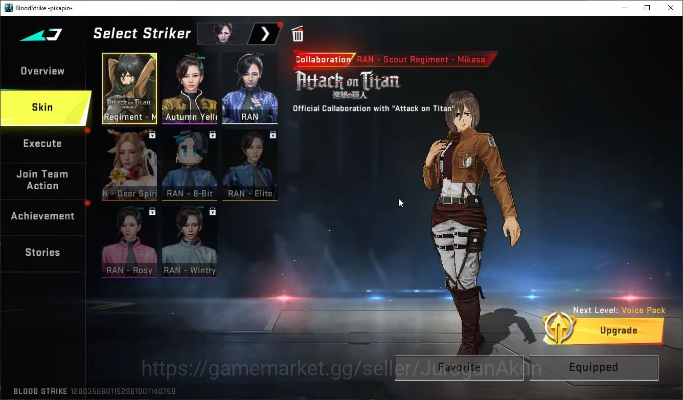 Blood Strike Accounts Asia|1 ETERNAL (AK47-Overload)| Collab(Ran-AOT,M70 image 4
