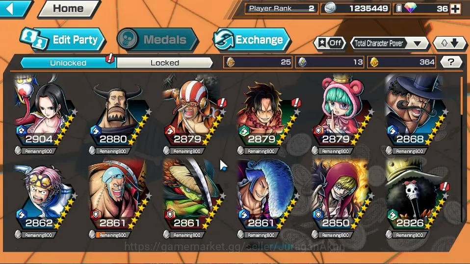 One Piece Bounty Rush Accounts Starter Global| Starter | Low Progress | 4 META EX | Roronoa Zoro, Rob Lucci,Kozuki Oden 2