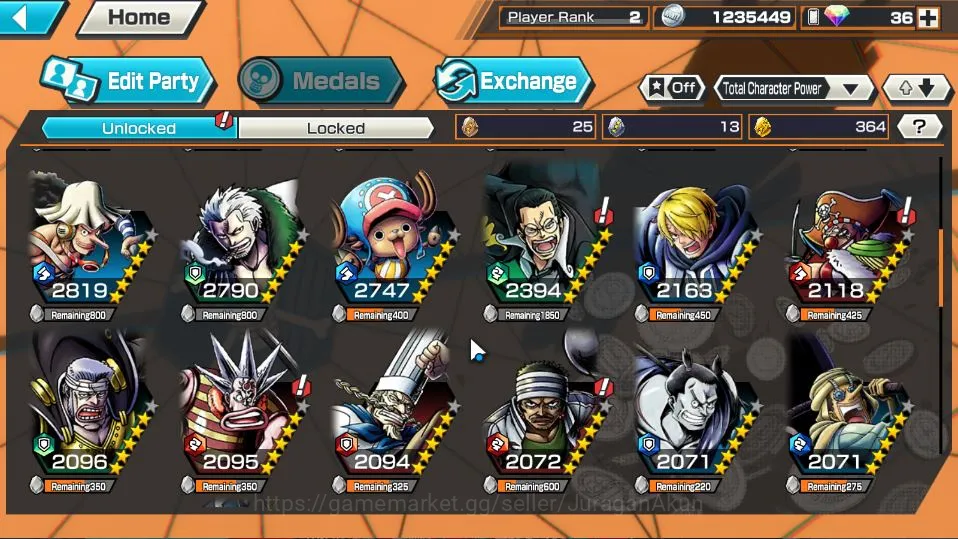 One Piece Bounty Rush Accounts Starter Global| Starter | Low Progress | 4 META EX | Roronoa Zoro, Rob Lucci,Kozuki Oden 4