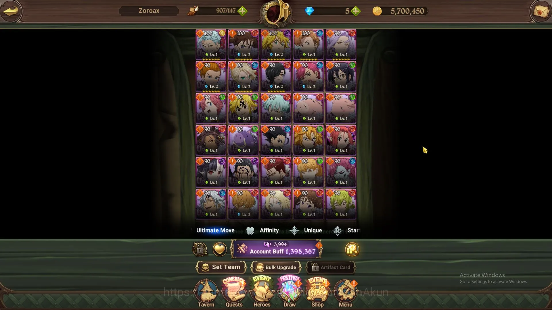The Seven Deadly Sins: Grand Cross Accounts Midgame ASIA |1,3M CC, CH 4| Starter 5 UR (Fate Skuld,ODK,DKM,KDiane,Arthur
