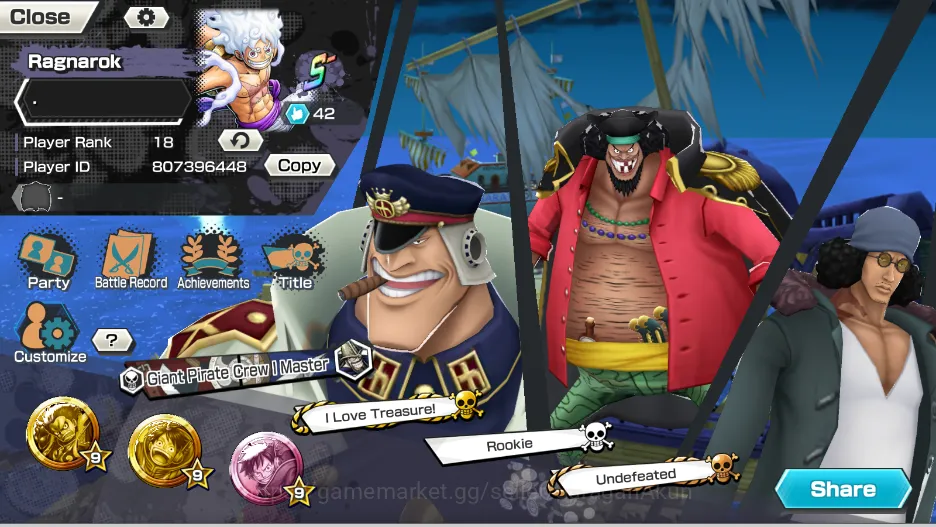 Global|7 META Extrema| TFE Monkey D luffy,FR Shanks,Yamato,Marshall D Tech,Etc |Rank 18|Log Bandai|Check SS(OPBR1143) One Piece Bounty Rush Mid-Tier Global|7 META Extrema| TFE Monkey D luffy,FR Shank image 1