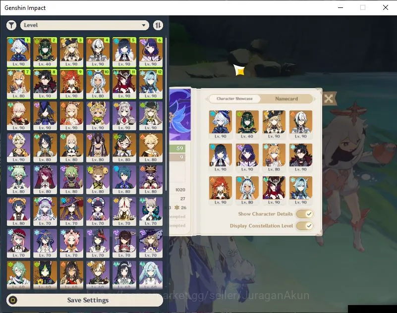 Genshin Impact End Game ASIA|AR 59|19 Limited+6 [5*Weapon]|Raiden C1,Yelan image 1