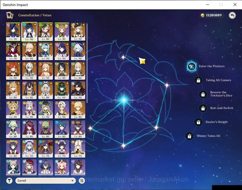 Genshin Impact Accounts End Game ASIA|AR 59|19 Limited+6 [5*Weapon]|Raiden C1,Yelan C1,Mavuika,Clorinde,Furina,Arlecchino 3