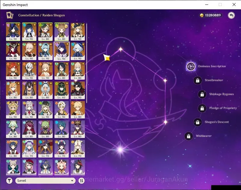 Genshin Impact Accounts End Game ASIA|AR 59|19 Limited+6 [5*Weapon]|Raiden C1,Yelan C1,Mavuika,Clorinde,Furina,Arlecchino 5