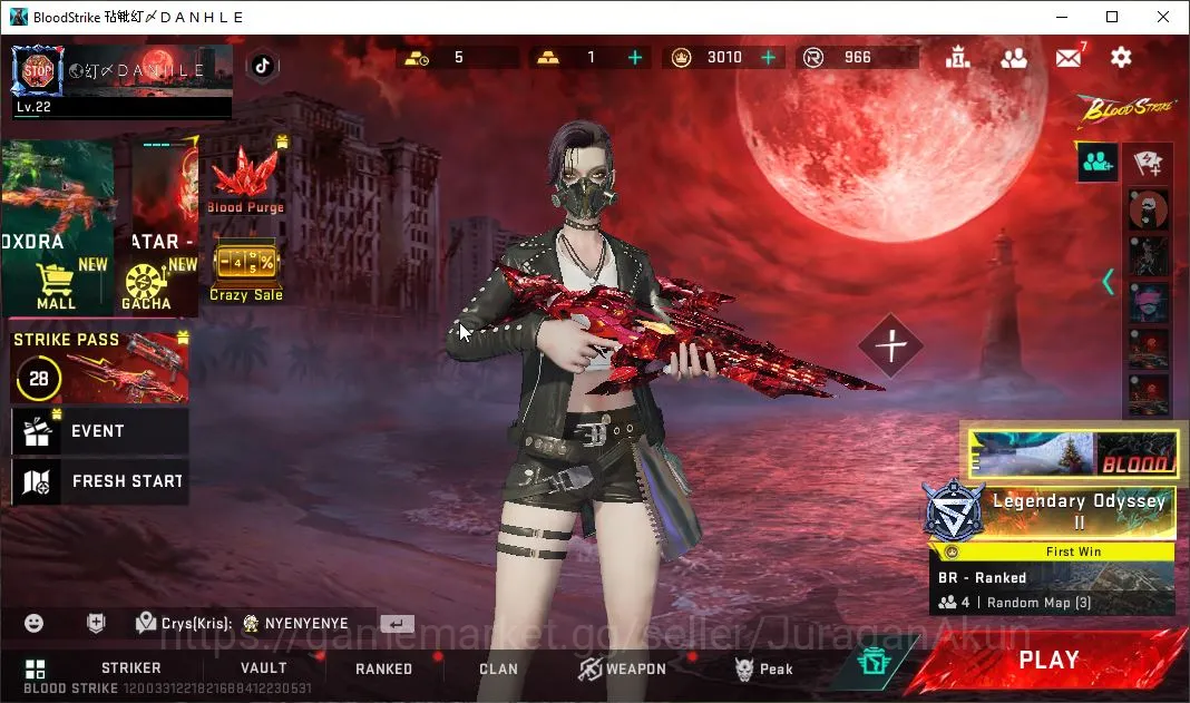 Asia|ETERNAL SCAR-Dominator|Limit RPK-Vermilion|Ultra FN2000 +Collab Eva MCX|Many Legendary|Log Netease|Check SS(BLS2328) Blood Strike Mid-Tier Asia|ETERNAL SCAR-Dominator|Limit RPK-Vermilion|Ul image 1