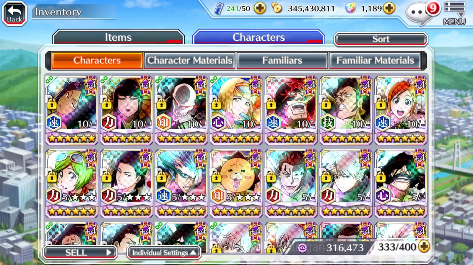 Bleach: Brave Souls Accounts High-End [GLOBAL] 12 MT Char (Ichigo [10th & 9th Anniv.CrescentVeil,TYBW25], 10th Anniv Rukia 3