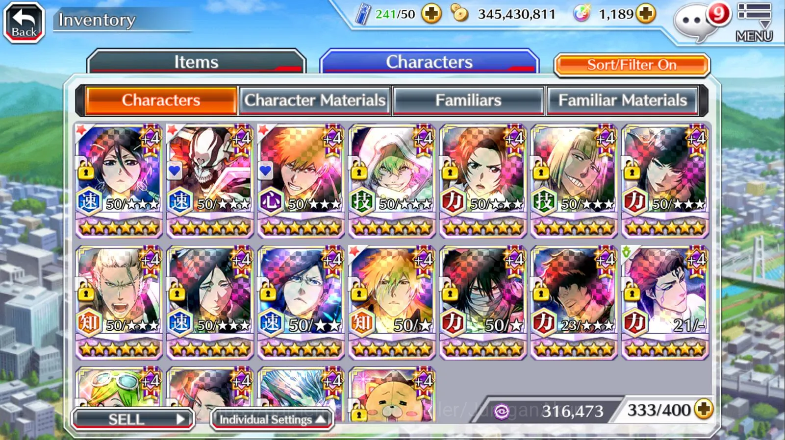 Bleach: Brave Souls Accounts High-End [GLOBAL] 12 MT Char (Ichigo [10th & 9th Anniv.CrescentVeil,TYBW25], 10th Anniv Rukia 4