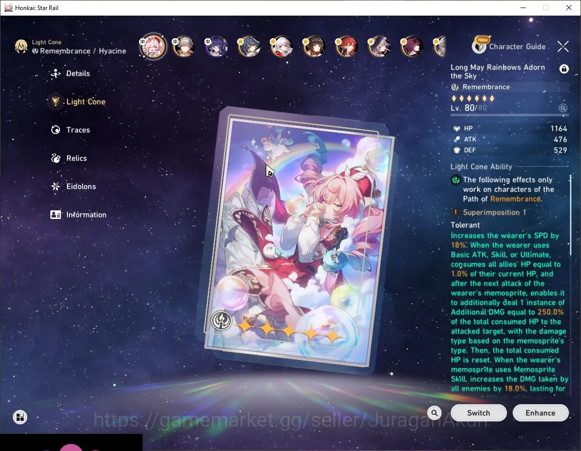 Honkai Star Rail Accounts Mid Game ASIA|TL70| 9 Limited |[Castorice+Sign,Hyacine+Sign,Yunli+Sign,The 5