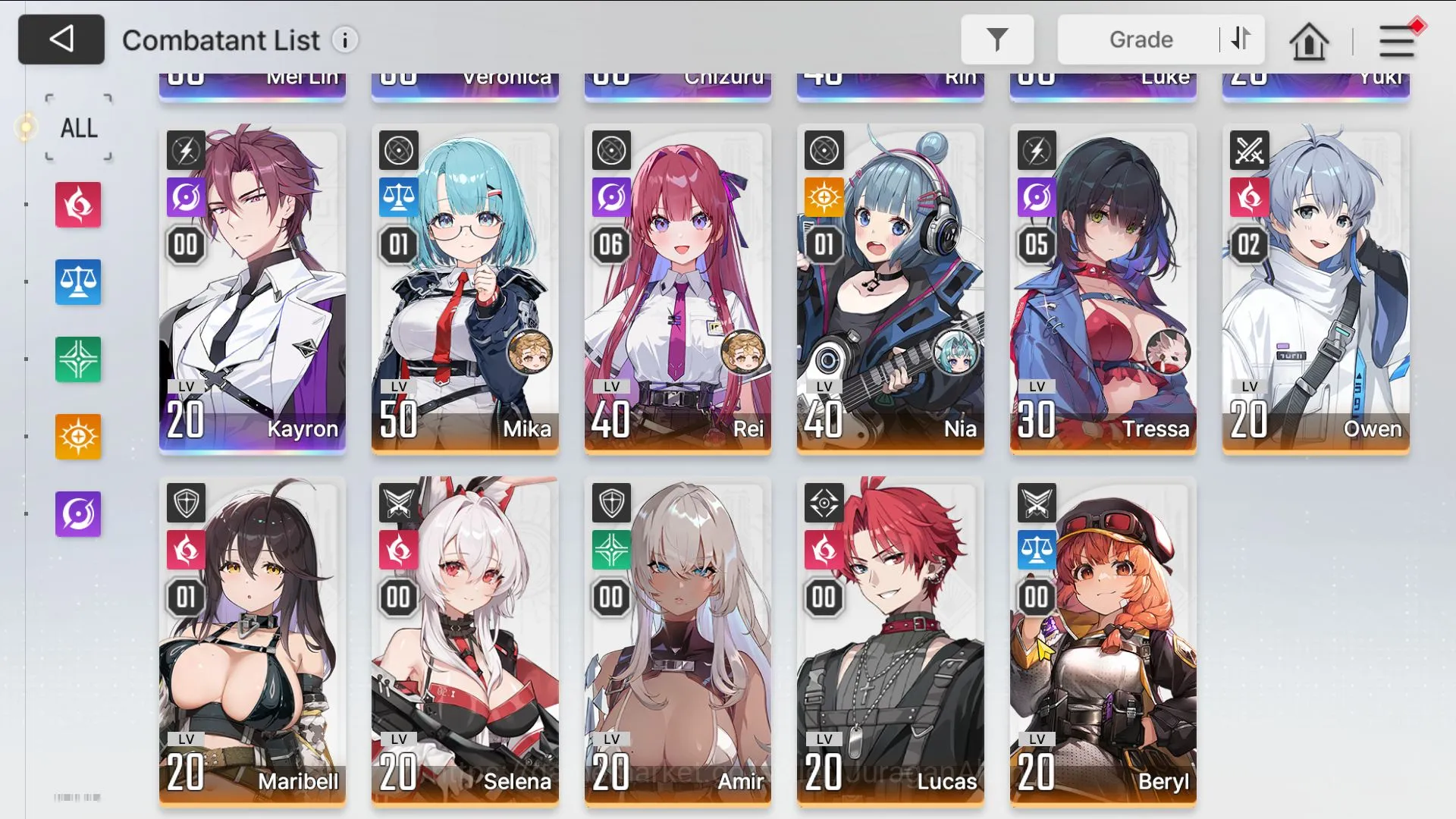 Chaos Zero Nightmare Accounts - Global Lv 407 Ssrchizuruyukiri