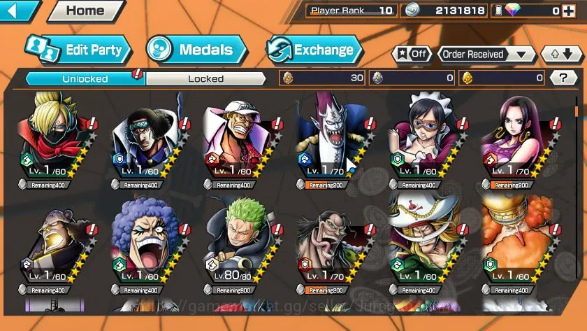 One Piece Bounty Rush Accounts Starter Global | 3 META EX |Olin The Oiran,Roronoa Zoro,Kid&Law| Rank 10 | Login Bandai 3