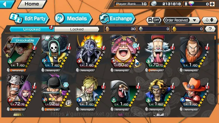 One Piece Bounty Rush Accounts Starter Global | 3 META EX |Olin The Oiran,Roronoa Zoro,Kid&Law| Rank 10 | Login Bandai 5