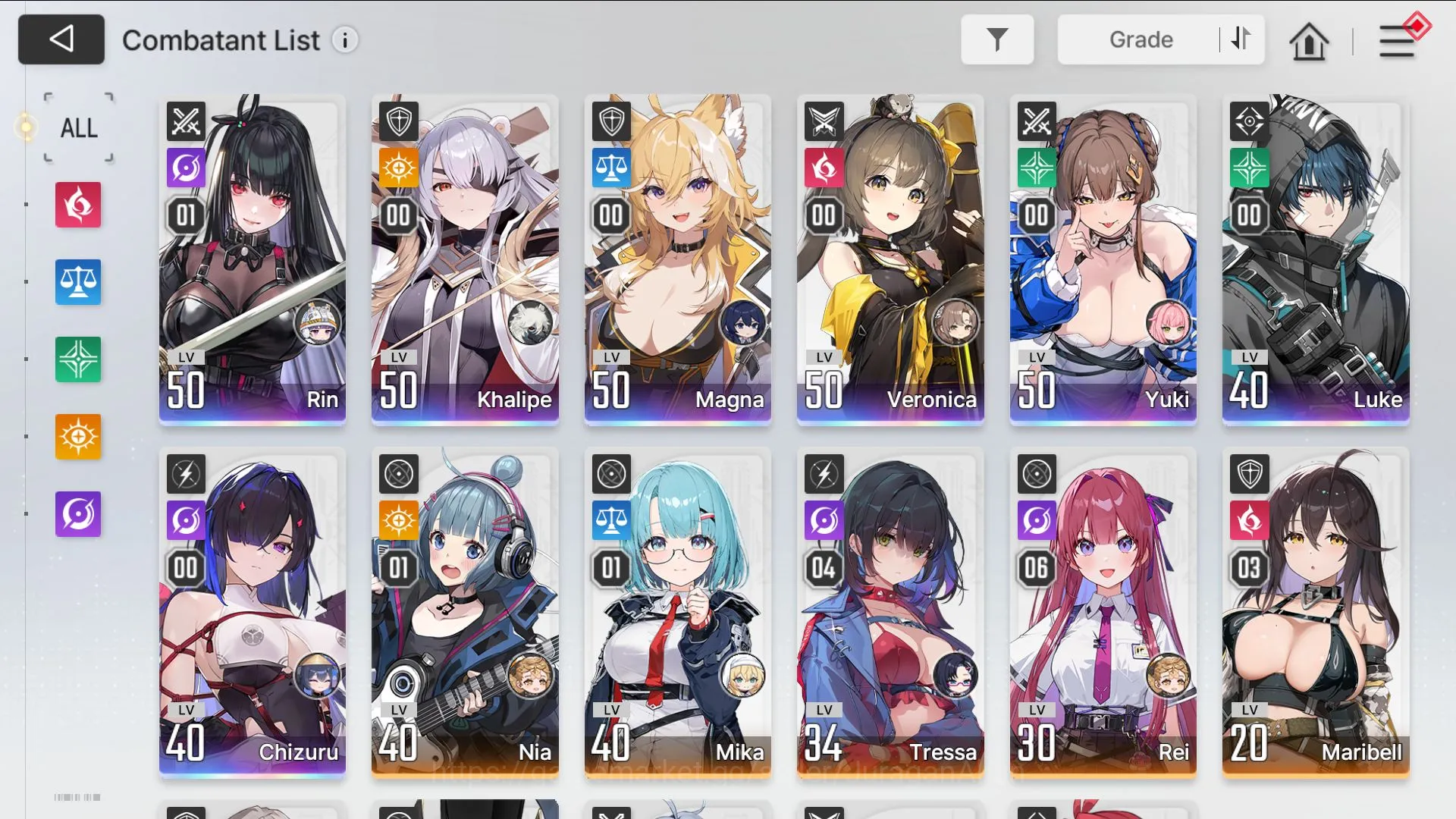 Chaos Zero Nightmare Accounts GLOBAL Lv42|7 SSR(Chizuru+Sign,Rin,Yuki,Khalipe)10SR(TressaM4,ReiM6,NiaM1)4,5K 3