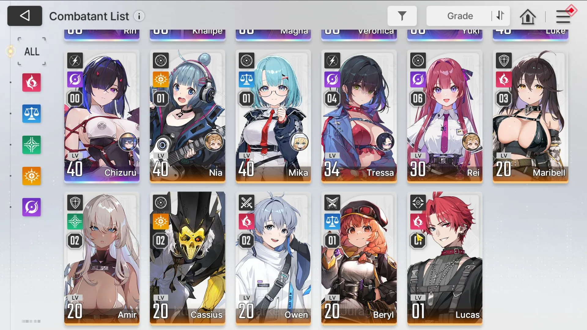 Chaos Zero Nightmare Accounts GLOBAL Lv42|7 SSR(Chizuru+Sign,Rin,Yuki,Khalipe)10SR(TressaM4,ReiM6,NiaM1)4,5K 4