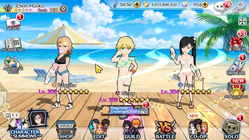 Bleach: Brave Souls Accounts High-End [GLOBAL]All Fresh Story|3 MT(Rangiku,Noel,Ninny)|12 Char5/5|Ichigo 8th,Ichigo