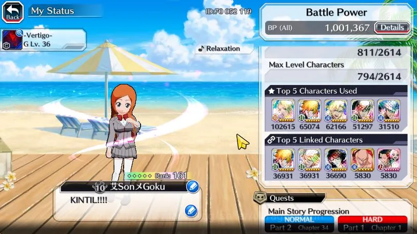 Bleach: Brave Souls Accounts High-End [GLOBAL]All Fresh Story|3 MT(Rangiku,Noel,Ninny)|12 Char5/5|Ichigo 8th,Ichigo 3