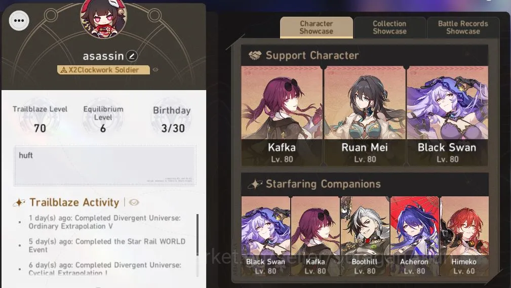 Honkai Star Rail Mid Game Asia [TL70] 8 Limited (AcheronE1+sign,RuanMeiE1,Tr image 1