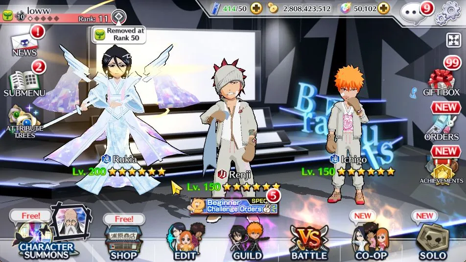 Bleach: Brave Souls Accounts Mid-Tier GLOBAL 50K Orb|Rukia