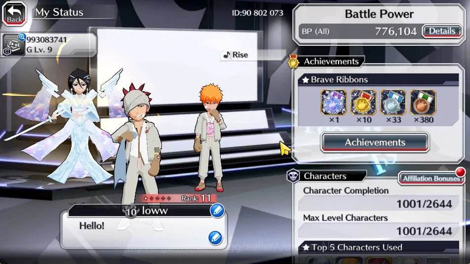 Bleach: Brave Souls Accounts Mid-Tier GLOBAL 50K Orb|Rukia 2