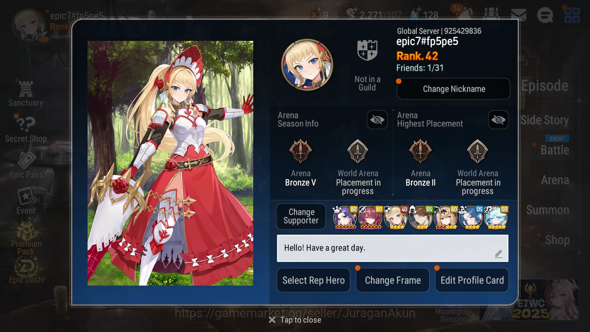 Epic Seven Mid-Tier Global Unverif|7ML(NMLuna, SSVivian, DKSharun, Sol image 1