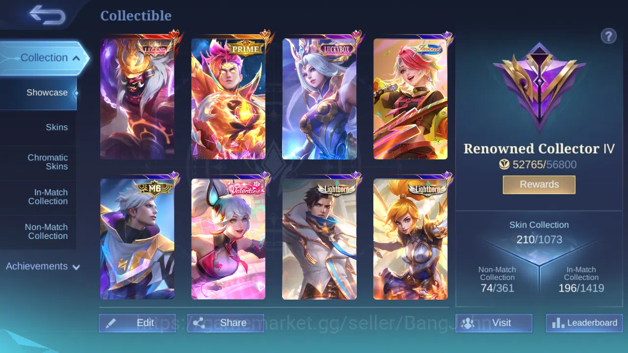 Mobile Legends: Bang Bang Accounts Others Hero 112 | Skin 210 | Legend Franco | Prime Claude | Luckybox Selena | Sparkle 2