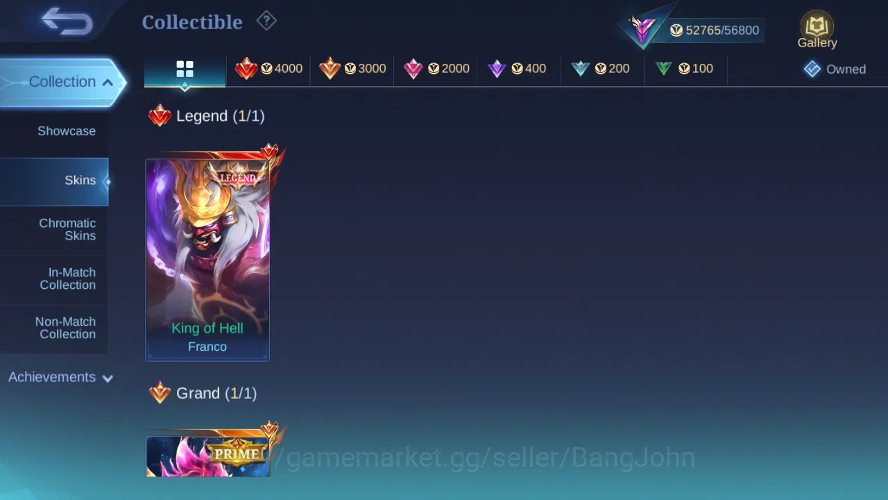 Mobile Legends: Bang Bang Accounts Others Hero 112 | Skin 210 | Legend Franco | Prime Claude | Luckybox Selena | Sparkle 3