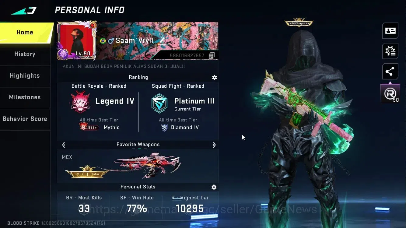 Blood Strike Accounts ASIA|2 ETERNAL[KRAKEN-VoldCloak,DEagle]+Collab BLE image 2