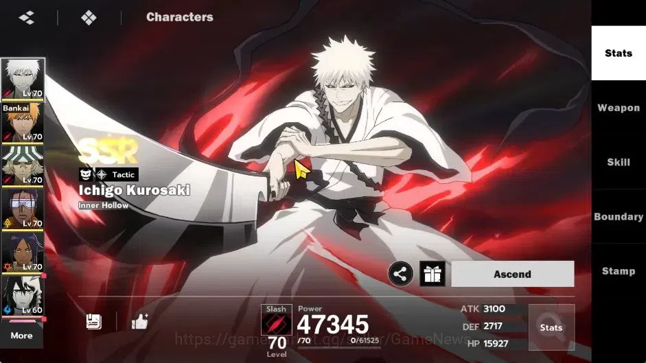 BLEACH: Soul Resonance Accounts NuverseSEA|LV 55|7 SSR [(Ichigo Inner Hollow B4,Ic image 3