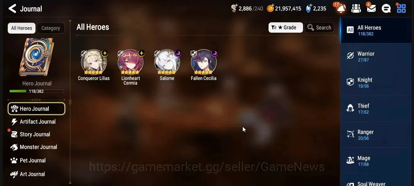 Epic Seven Accounts High-End Global UnVerif|4 ML(Salome,LH Cermia,CQ lilias,Etc)+Afc flan,Fenne,Saria,Etc|PoH ON|2K 6