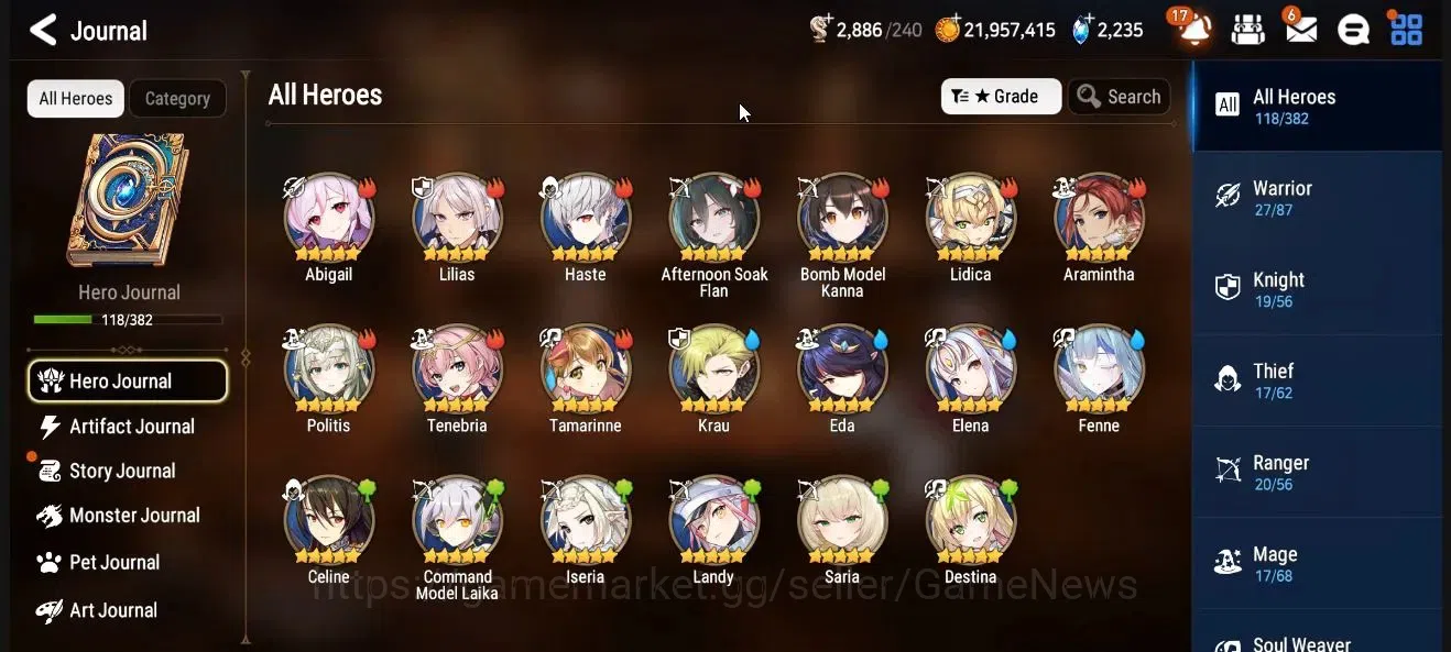 Epic Seven Accounts High-End Global UnVerif|4 ML(Salome,LH Cermia,CQ lilias,Etc)+Afc flan,Fenne,Saria,Etc|PoH ON|2K 7