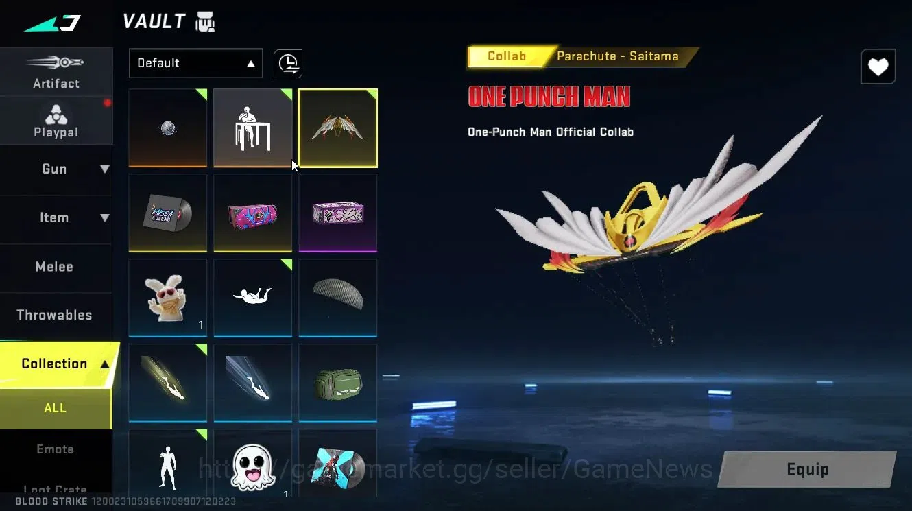 Blood Strike Accounts Collab Skin ASIA|ETERNAL Uzi-Scorpius Lv3|Collab OPM Saitama Parachute,Enzo Emote|ULTRA 11