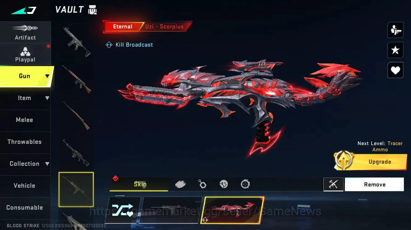 Blood Strike Accounts Collab Skin ASIA|ETERNAL Uzi-Scorpius Lv3|Collab OPM Saitama Parachute,Enzo Emote|ULTRA 6